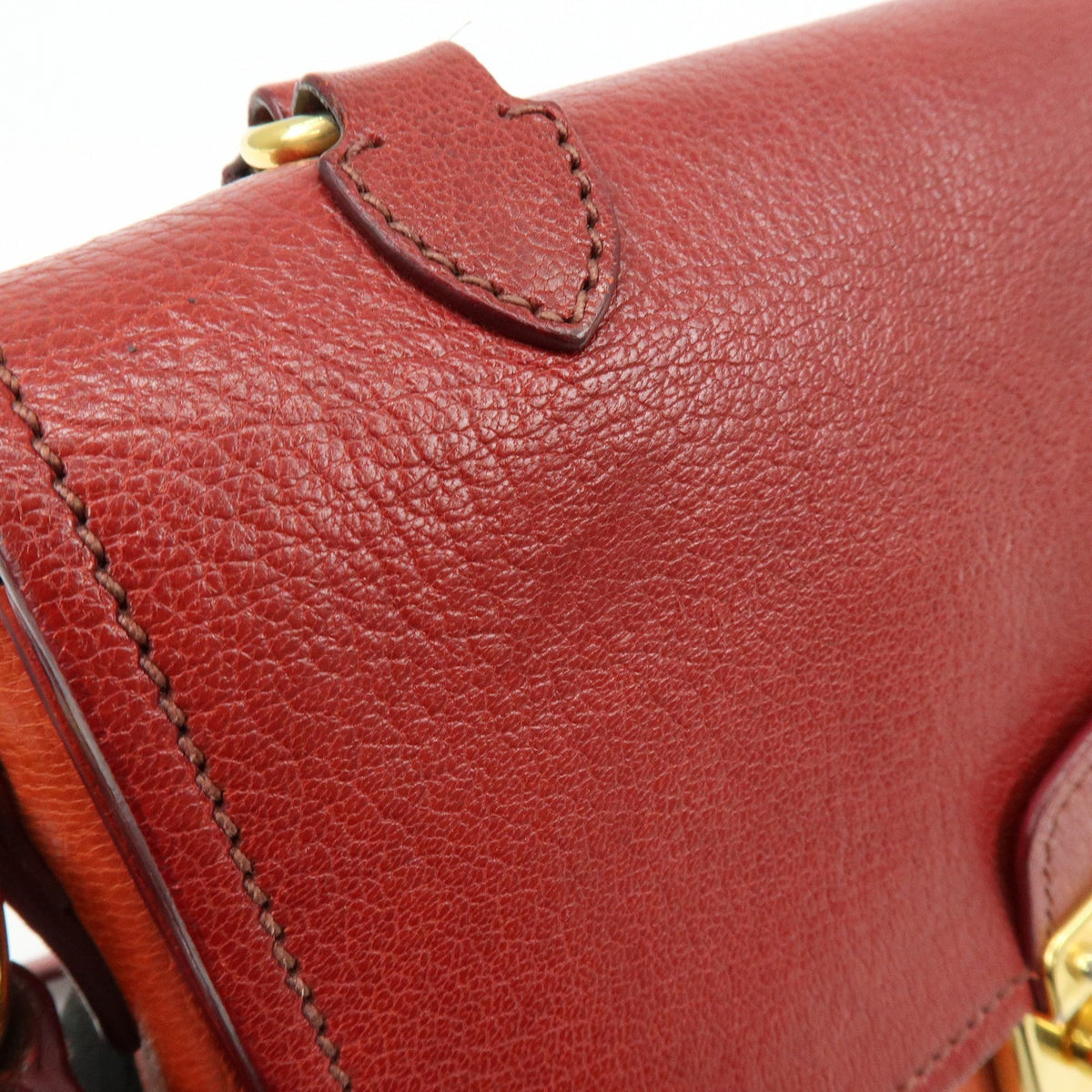 Miu Miu Madras Top Handle Leather Red Leather Handbag (Pre-Owned)