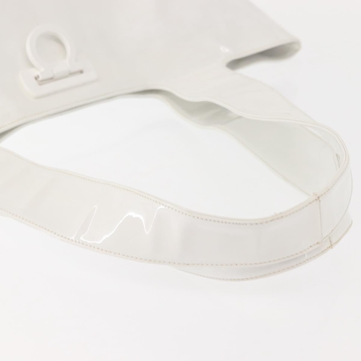 Salvatore Ferragamo Gancini Tote Patent Leather White Patent_Leather Tote Bag Bag (Pre-Owned)