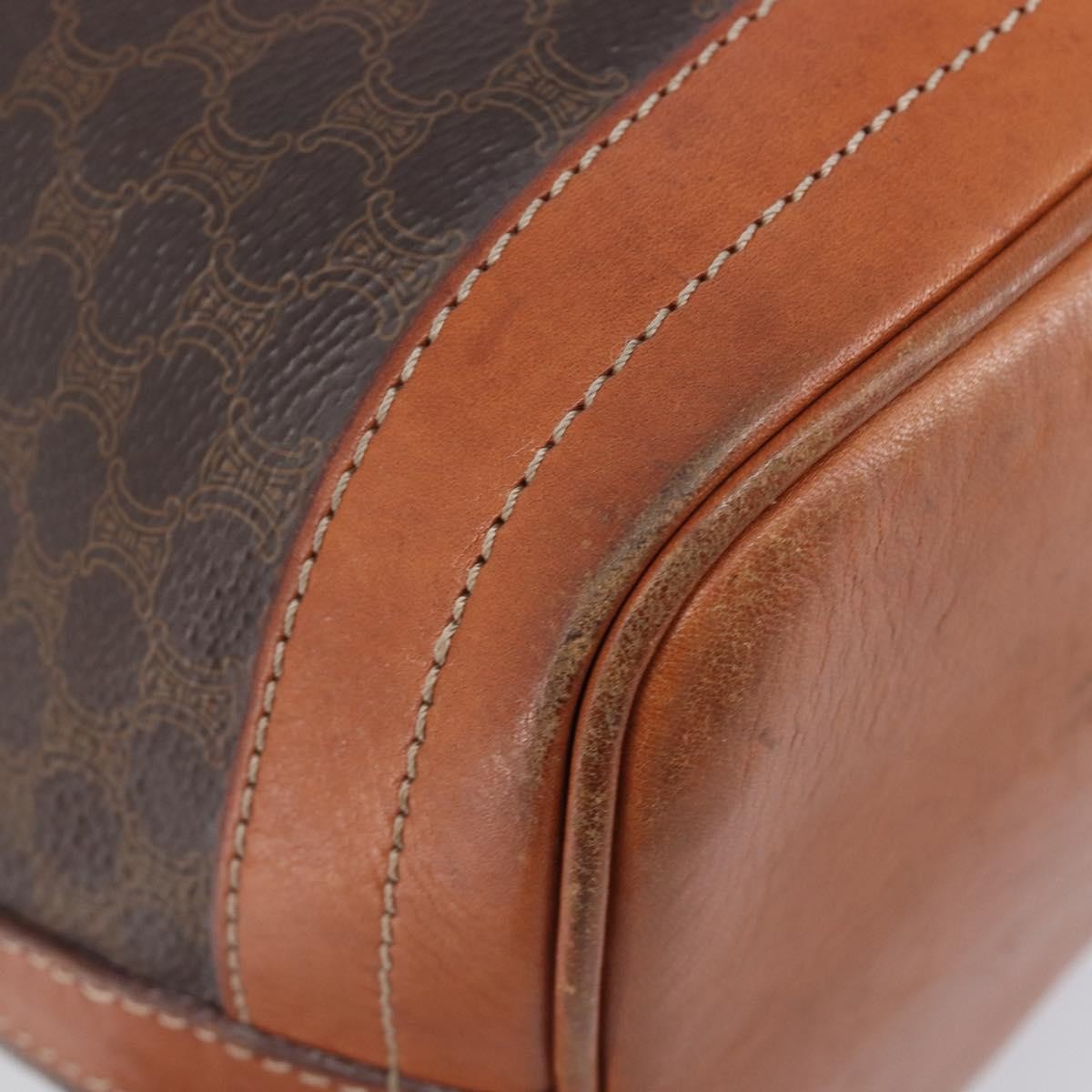 Celine Macadam Shoulder Leather Brown Canvas Crossbody Bag Bag (Pre-Owned)