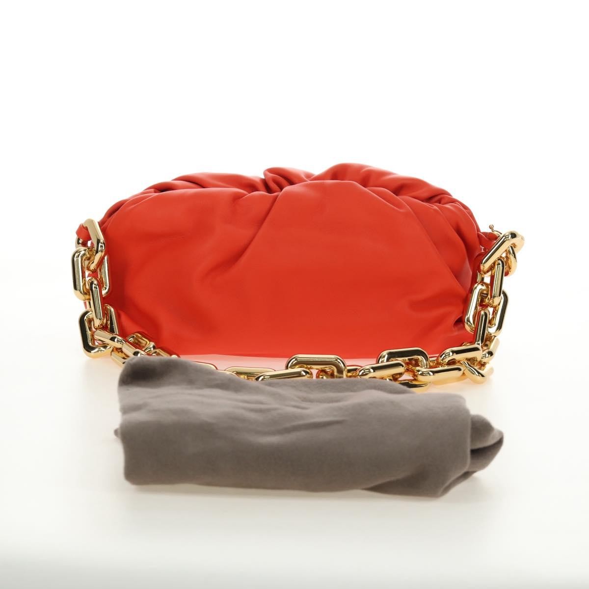 Bottega Veneta The Chain Leather Orange Leather Shoulder Bag Bag (Pre-Owned)