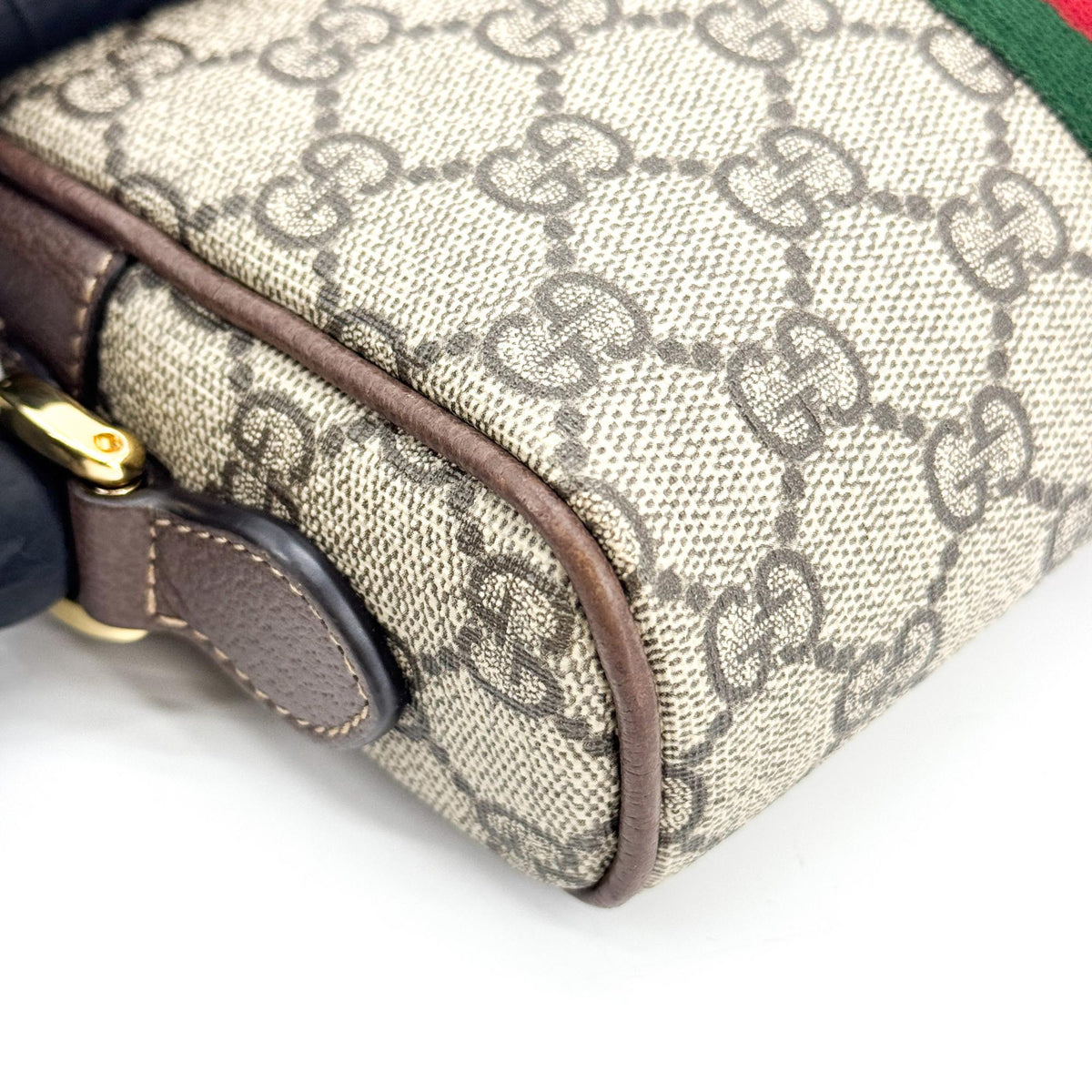 Gucci Ophidia Double Zip Gg Coated Canvas Brown Canvas Crossbody Bag Bag (Pre-Owned)