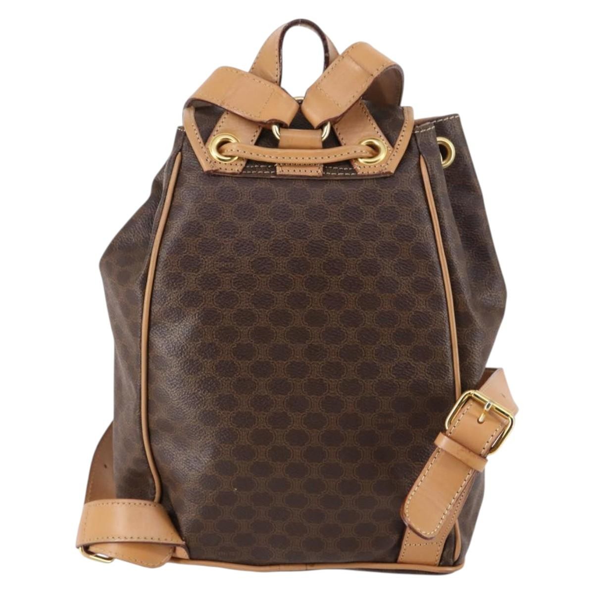Fendi Vintage Drawstring Flap Brown Canvas Backpack Bag (Pre-Owned)