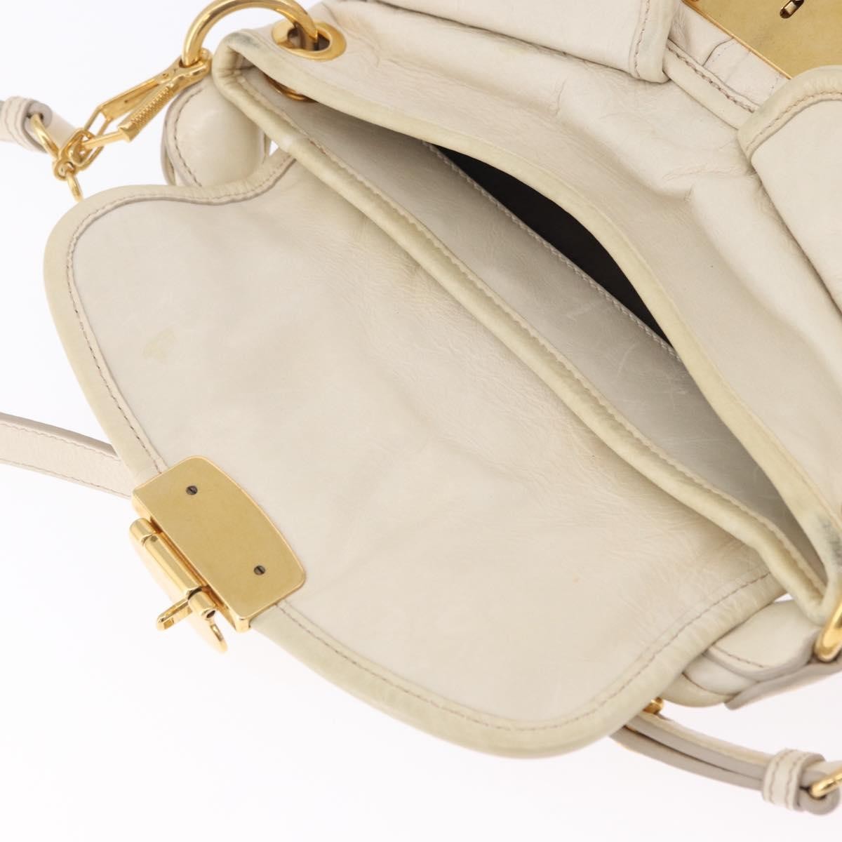 Miu Miu Coffer Hobo Matelasse Leather Beige Leather Handbag (Pre-Owned)