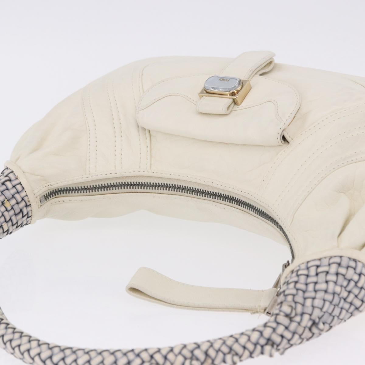 Fendi Spy Pocket Hobo Leather White Leather Handbag (Pre-Owned)