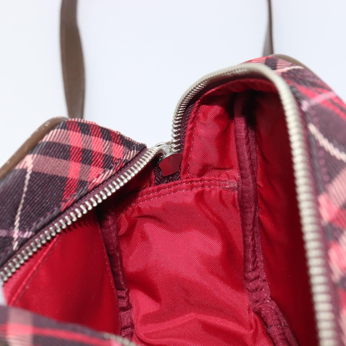 Burberry Nova Check Blue Label Nylon Burgundy Nylon Shoulder Bag Bag (Pre-Owned)