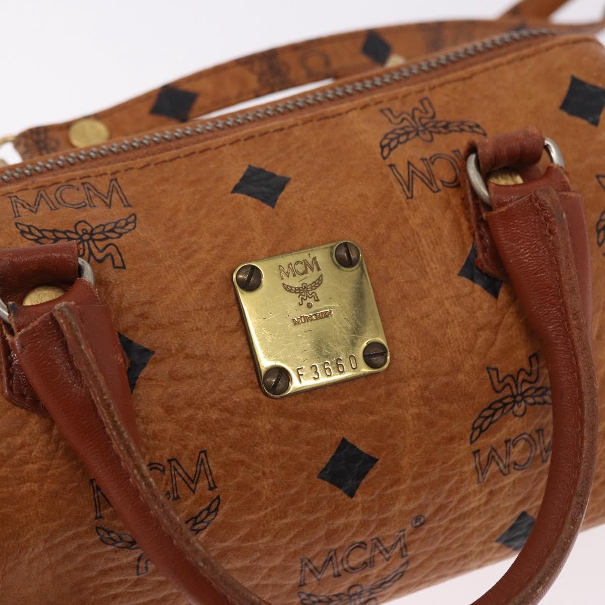 MCM Visetos Logogramme Leather Brown Leather Handbag (Pre-Owned)