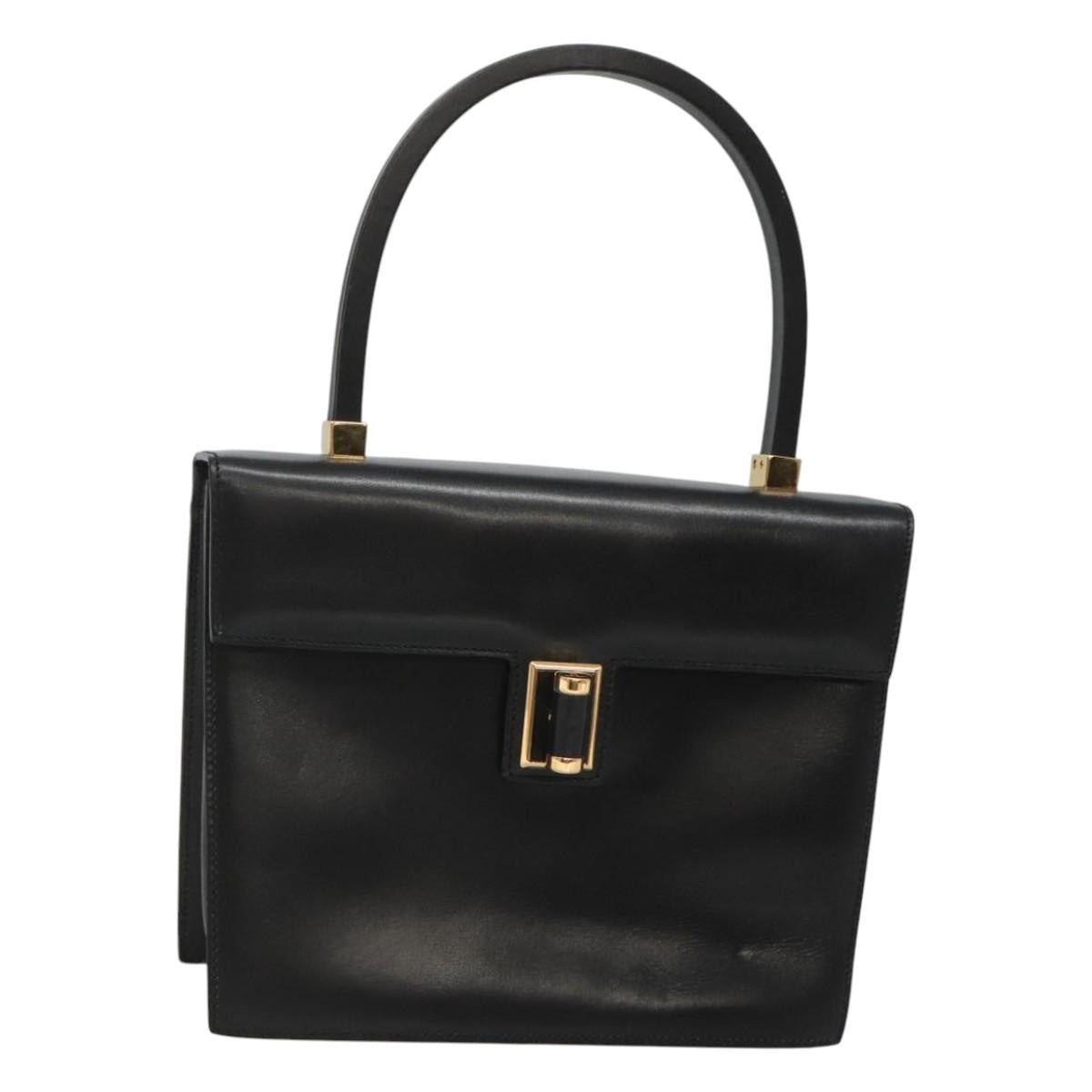 Gucci Vintage Leather Black Leather Handbag (Pre-Owned)
