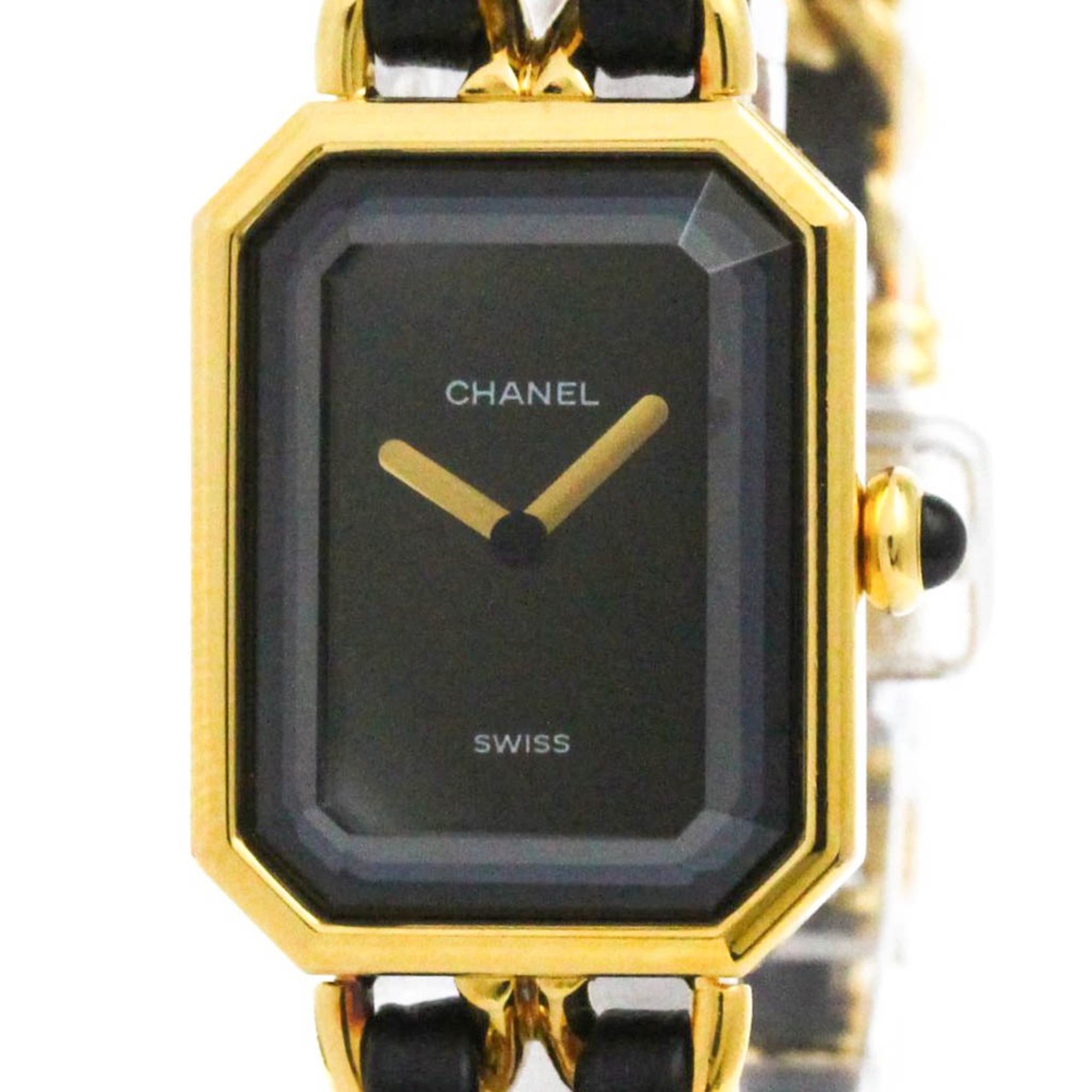 Chanel Premiere Rock Quartz Plated Metal And Leather Watch (Pre-Owned)
