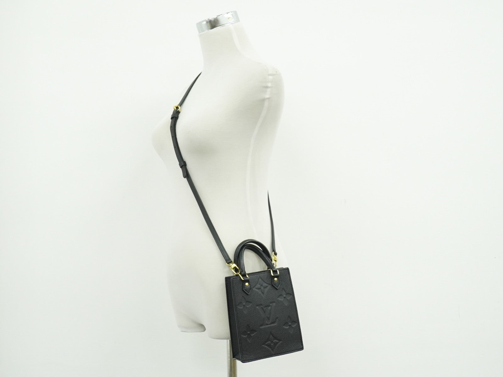 Louis Vuitton Petit Sac Plat Monogram Empreinte Giant Black Leather Handbag (Pre-Owned)