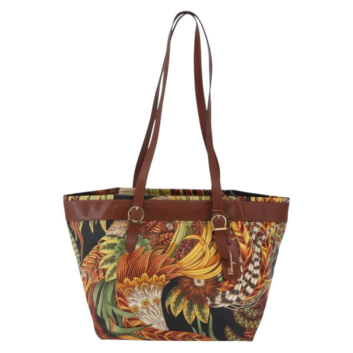Salvatore Ferragamo Flower Tote Canvas Multicolour Pvc Tote Bag Bag (Pre-Owned)