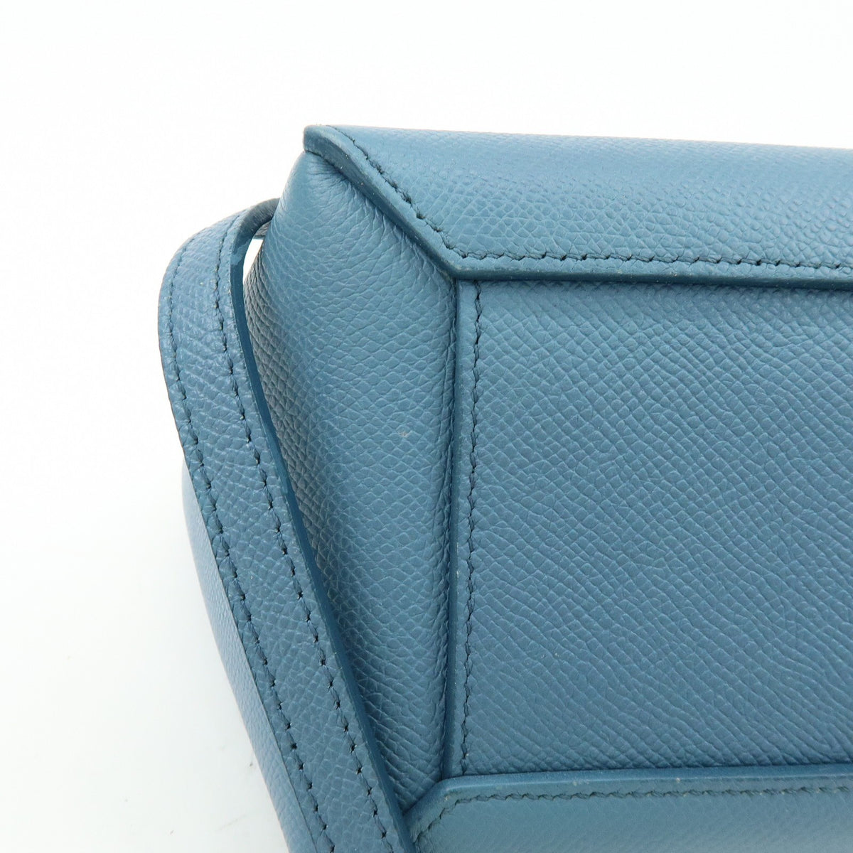 Celine Belt Textured Leather Blue Leather Handbag (Pre-Owned)