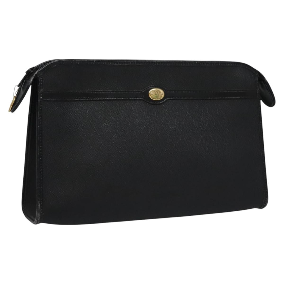 Christian Dior Vintage Honeycomb Zip Coated Canvas Black Canvas Clutche & Pouche Bag (Pre-Owned)
