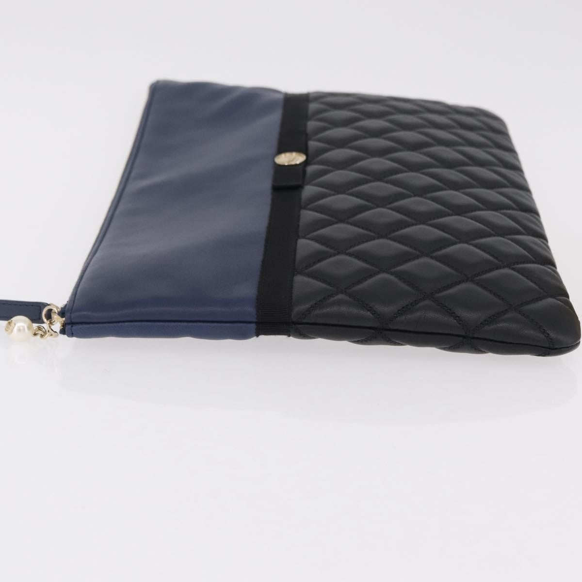 Chanel Bicolor Boy O Case Clutch Lambskin Black Leather Clutche & Pouche Bag (Pre-Owned)
