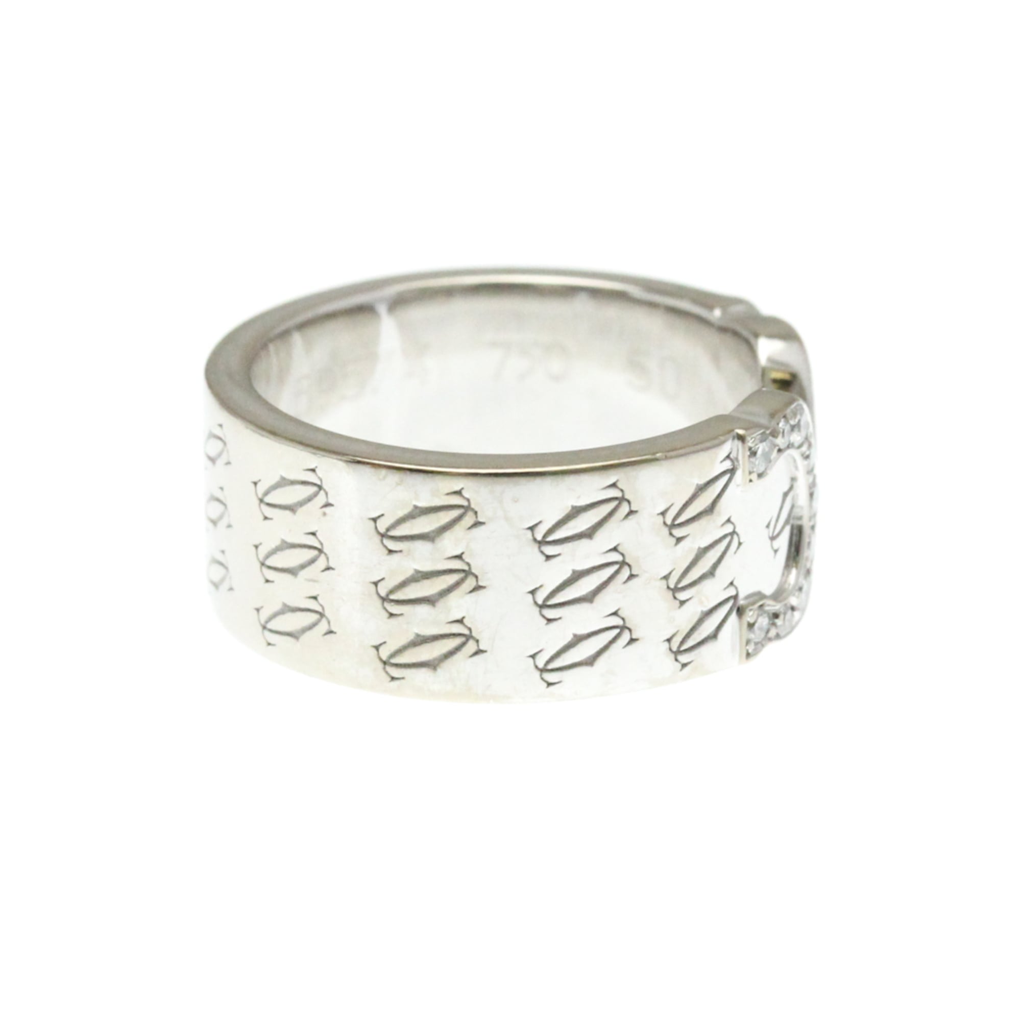 Cartier 2C De Cartier 18K White Gold Silver White_Gold Ring Jewelry (Pre-Owned)