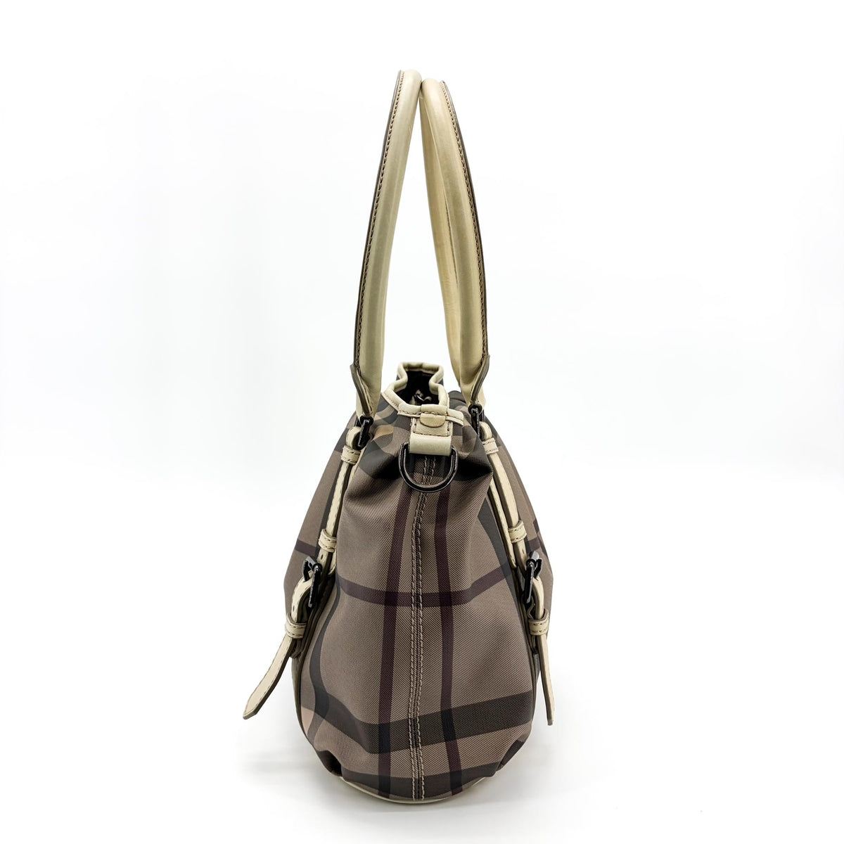 Burberry Manor Quilted Leather Black Canvas Handbag (Pre-Owned)