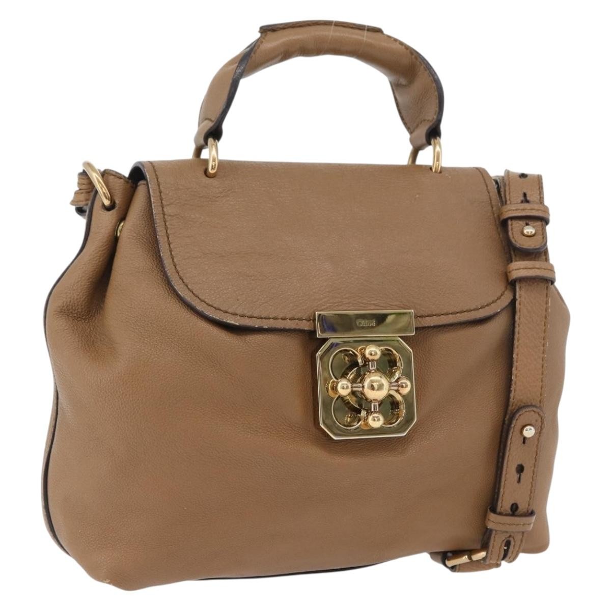 Chloe Elsie Convertible Satchel Leather Brown Leather Handbag (Pre-Owned)