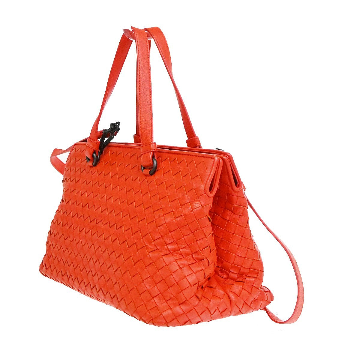 Bottega Veneta 2-Pocket Convertible Intrecciato Nappa Red Leather Tote Bag Bag (Pre-Owned)
