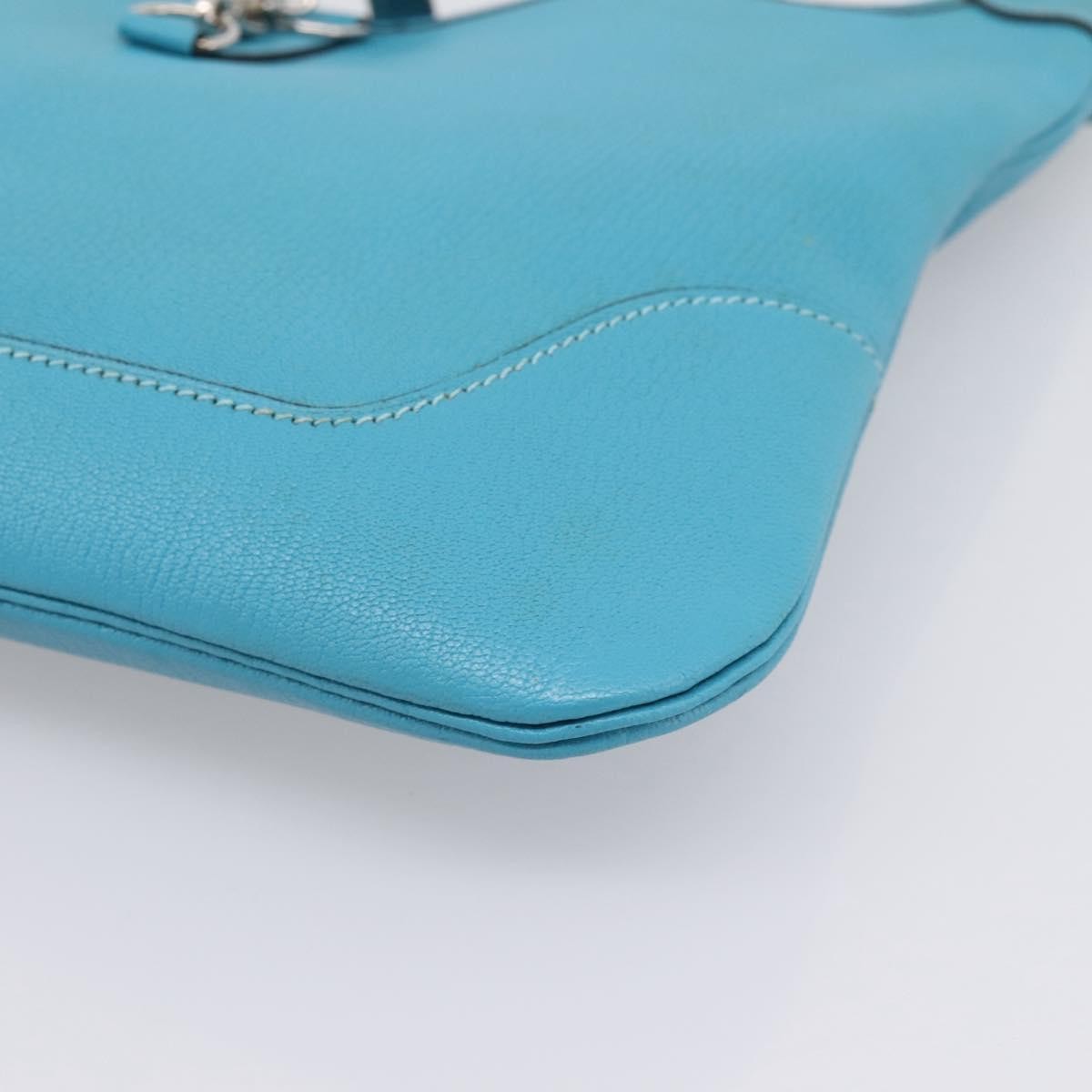 Hermes Trim Clemence Blue Leather Handbag (Pre-Owned)