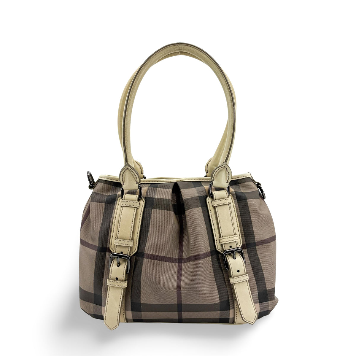 Burberry Manor Quilted Leather Black Canvas Handbag (Pre-Owned)