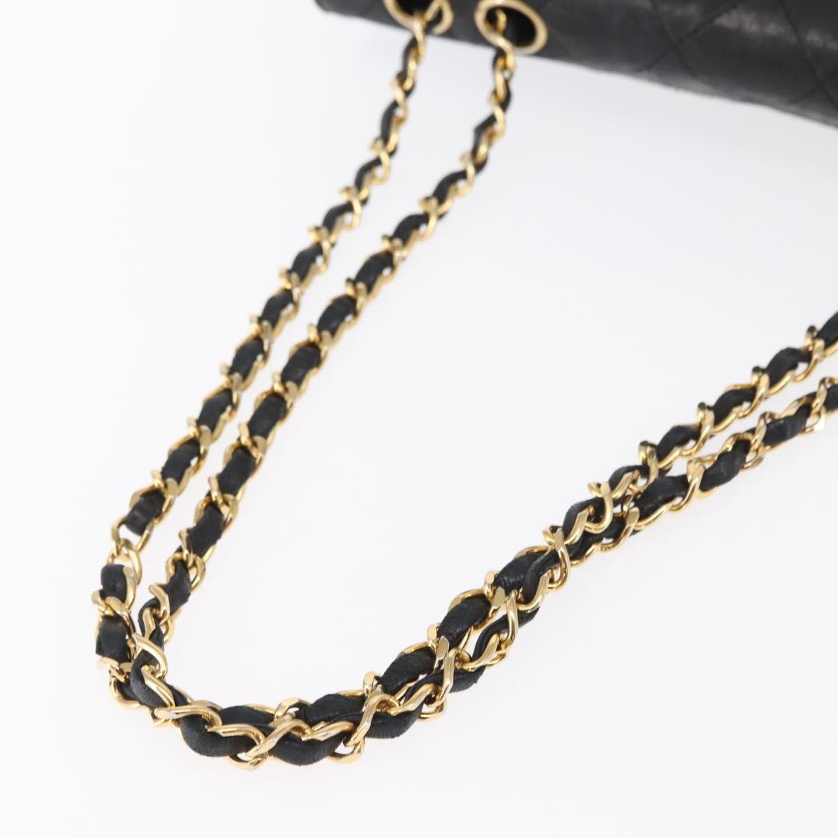 Chanel Vintage Mademoiselle Lock Trapezoid Flap Quilted Lambskin Black Leather Shoulder Bag Bag (Pre-Owned)