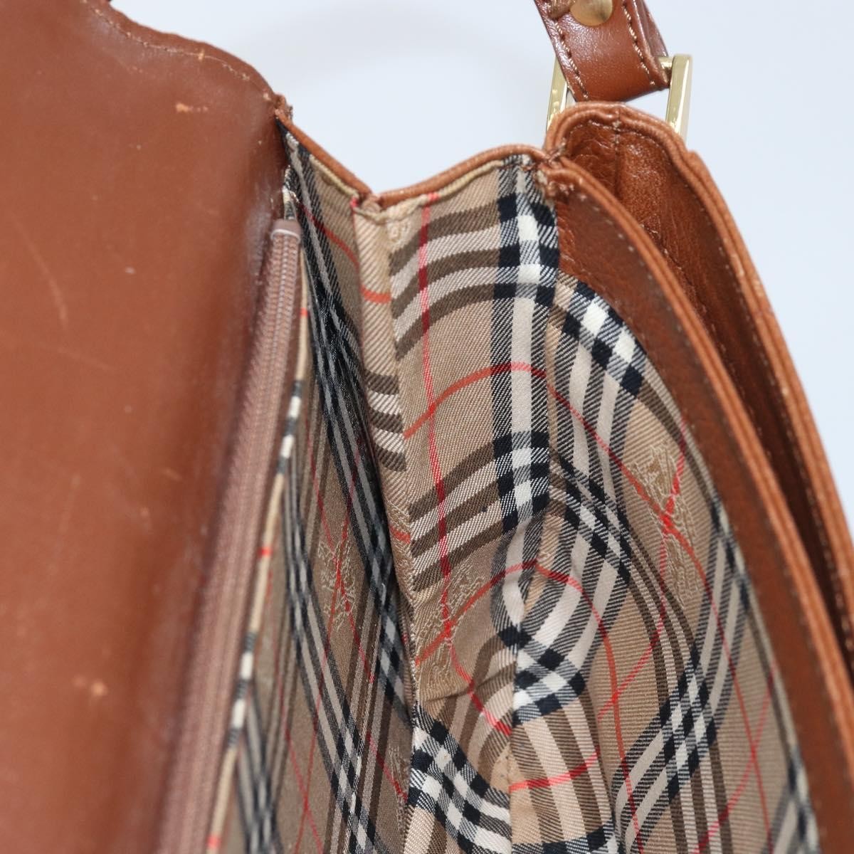 Burberry Flap Shoulder Leather Brown Leather Shoulder Bag Bag (Pre-Owned)