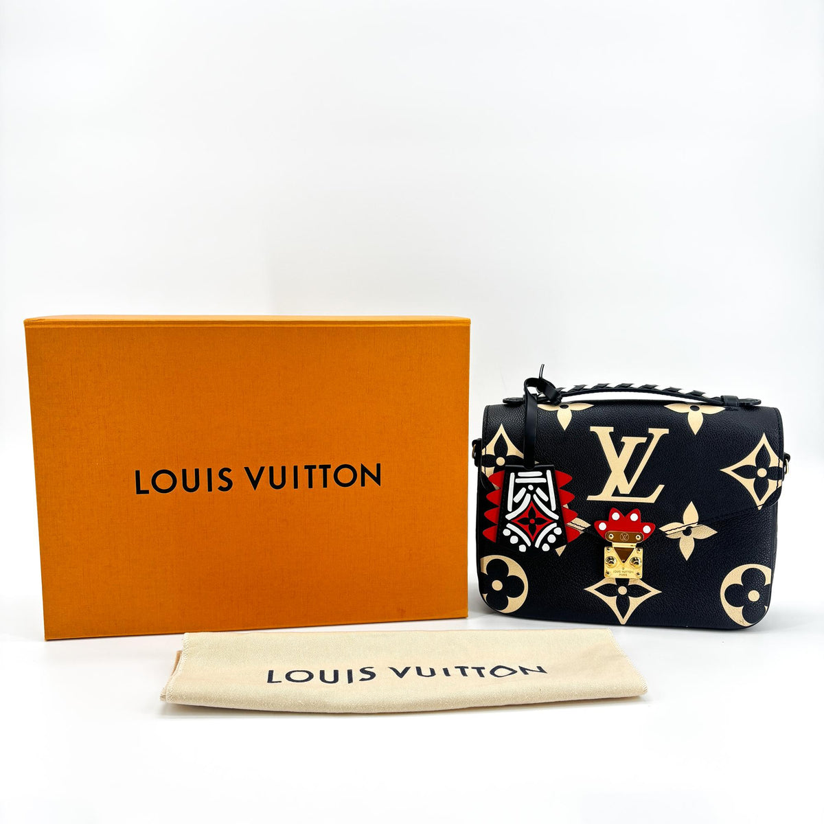 Louis Vuitton Pochette Metis Limited Edition Crafty Monogram Empreinte Giant Black Leather Clutche & Pouche Bag (Pre-Owned)