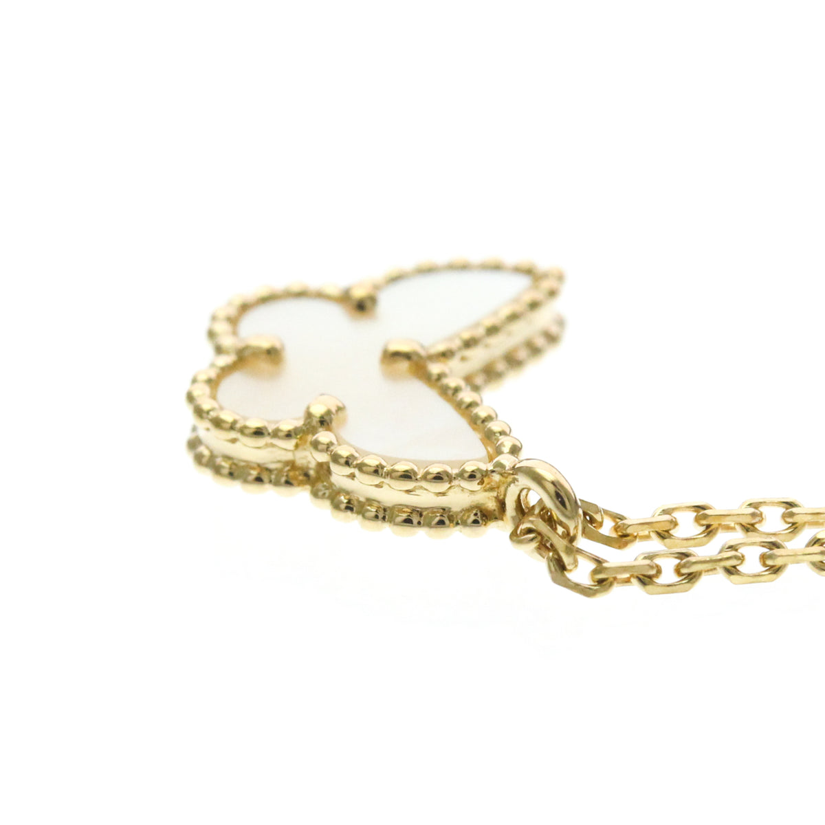 Van Cleef & Arpels Sweet Alhambra Butterfly Pendant 18K White Gold With Turquoise Gold Yellow_Gold Necklace Jewelry (Pre-Owned)