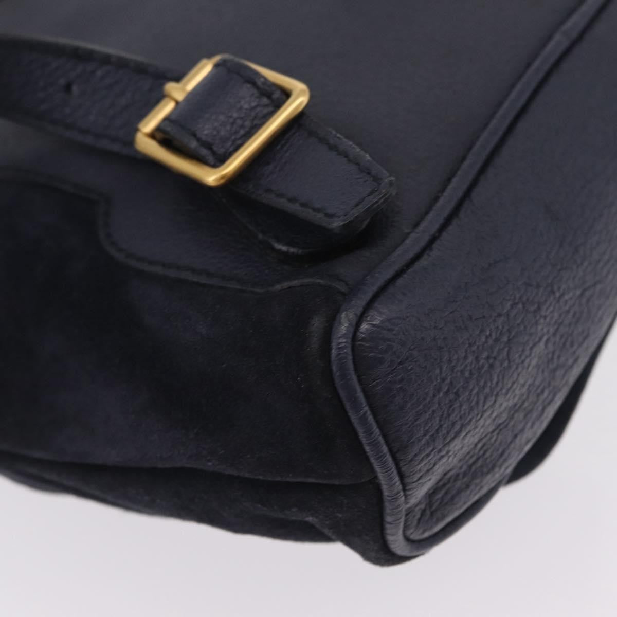 Gucci Vintage Bamboo Suede Navy Suede Backpack Bag (Pre-Owned)