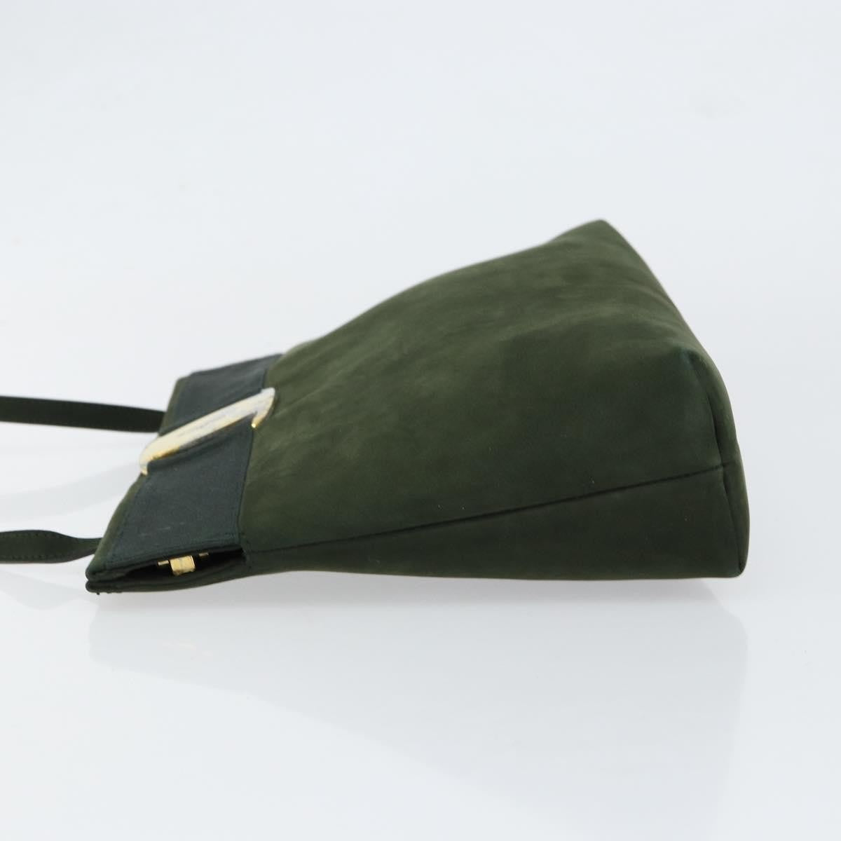 Salvatore Ferragamo Vala Suede Khaki Suede Shoulder Bag Bag (Pre-Owned)