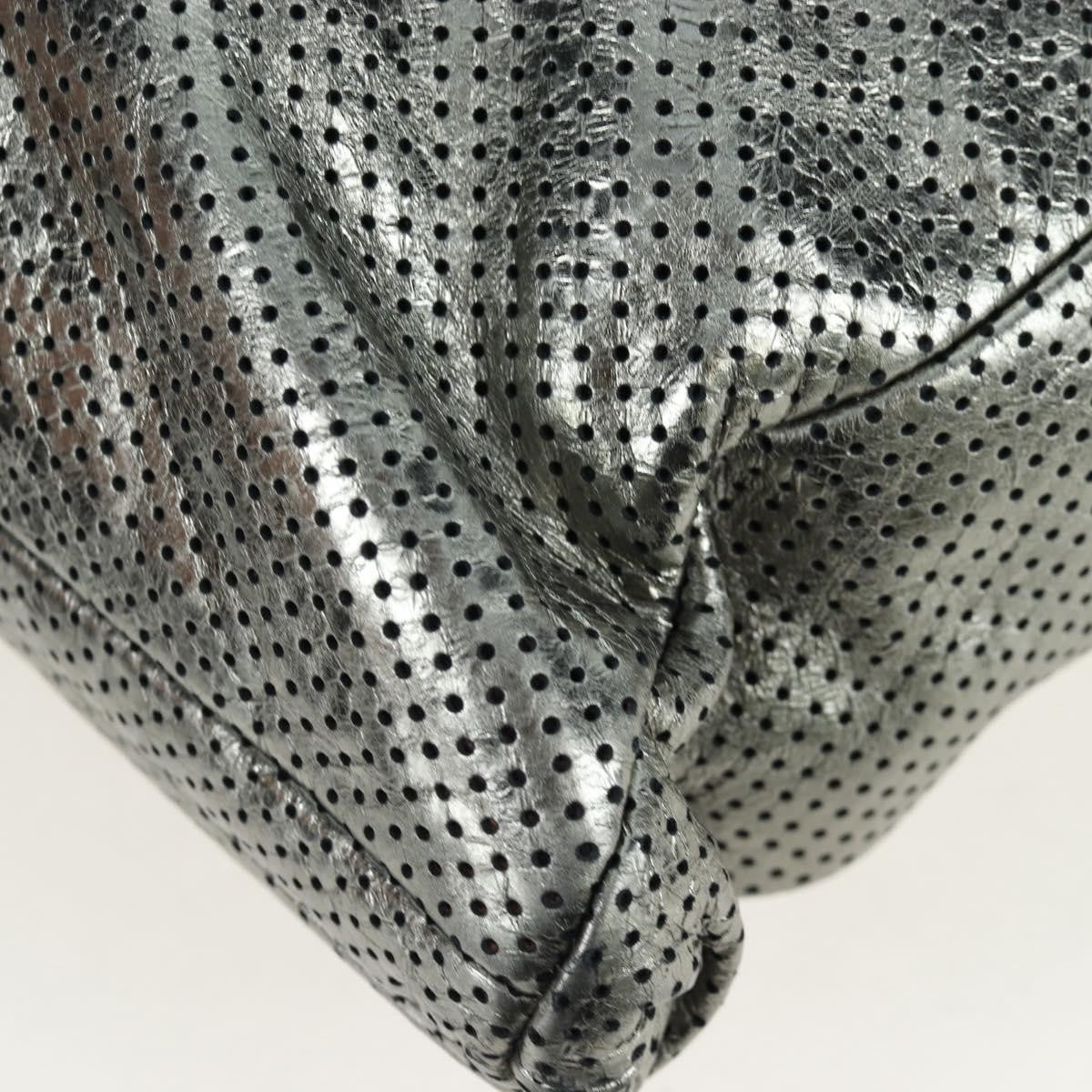 Chanel Drill Perforated Leather Silver Leather Tote Bag Bag (Pre-Owned)