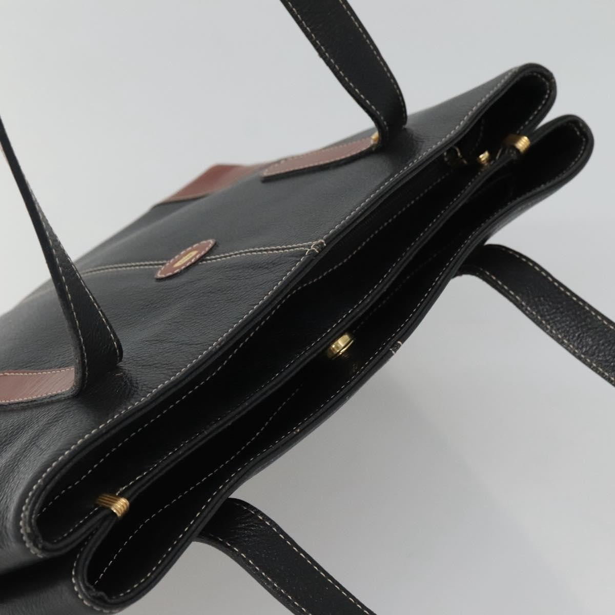 Bally Vintage Leather Black Leather Handbag (Pre-Owned)