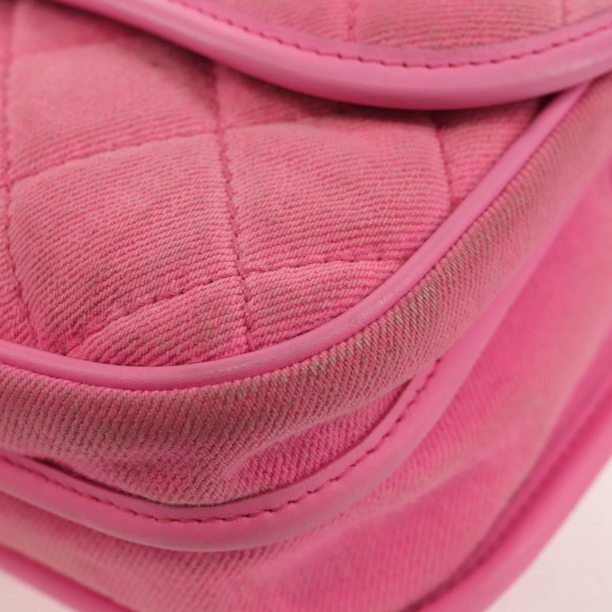 Chanel Flap Messenger Quilted Denim Pink Canvas Shoulder Bag Bag (Pre-Owned)