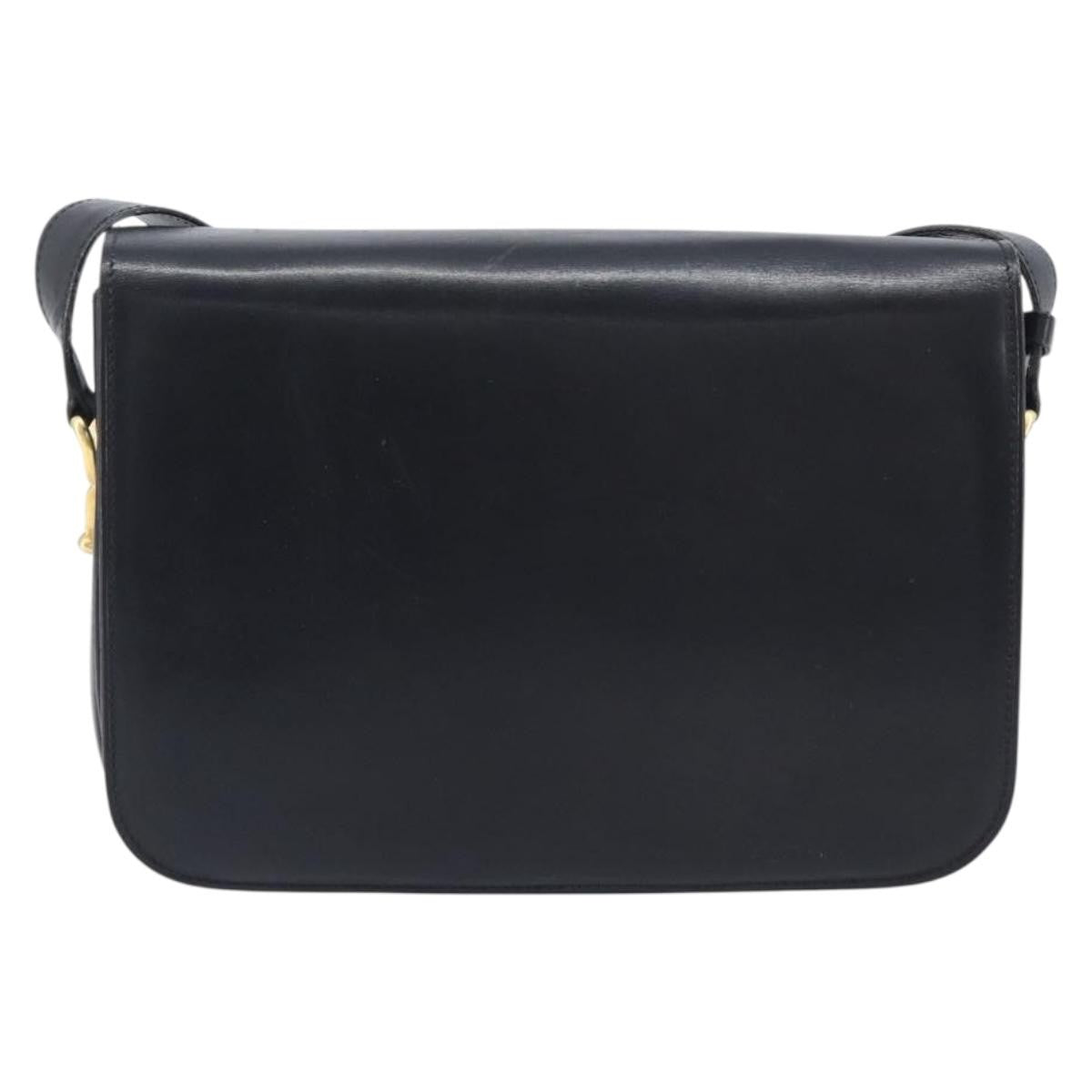 Celine Horse Carriage Leather Black Leather Shoulder Bag Bag (Pre-Owned)