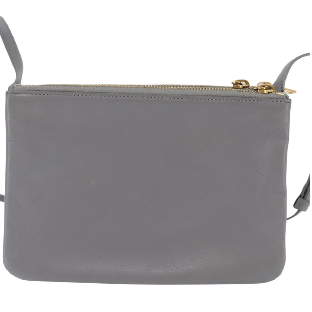 Celine Trio Leather Gray Leather Crossbody Bag Bag (Pre-Owned)
