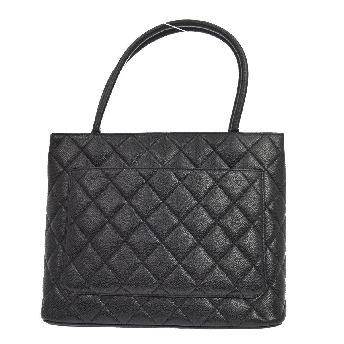 Chanel Medallion Tote Quilted Caviar Black Leather Tote Bag Bag (Pre-Owned)