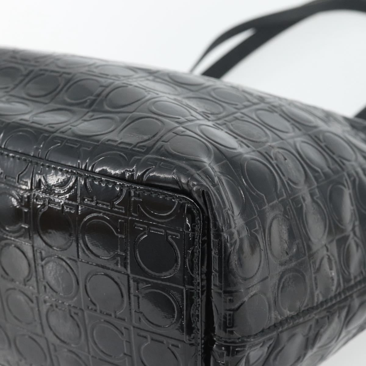 Salvatore Ferragamo Gancini Tote Patent Leather Black Patent_Leather Tote Bag Bag (Pre-Owned)