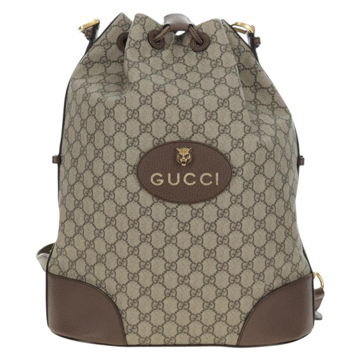 Gucci Neo Vintage Drawstring Bucket Gg Coated Canvas Beige Canvas Backpack Bag (Pre-Owned)
