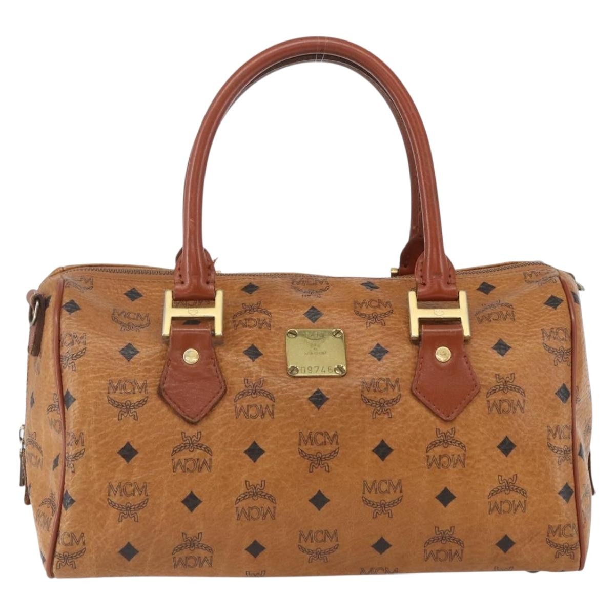 MCM Visetos Logogramme Canvas And Leather Brown Canvas Travel Bag Bag (Pre-Owned)