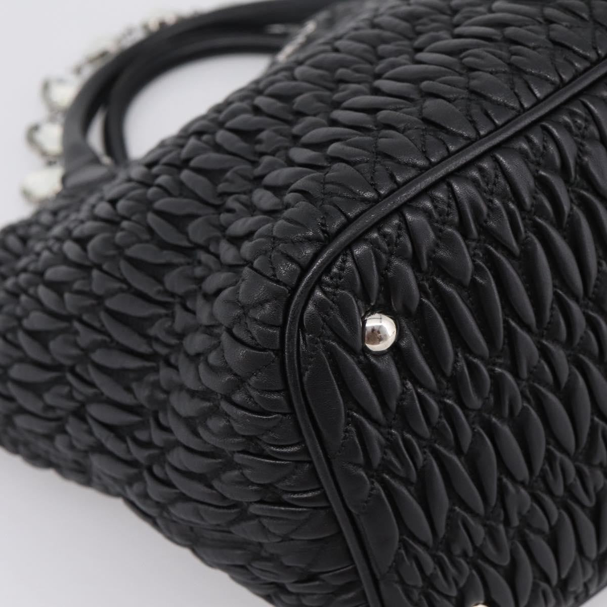 Miu Miu Shopper Tote Matelasse Leather Black Leather Handbag (Pre-Owned)