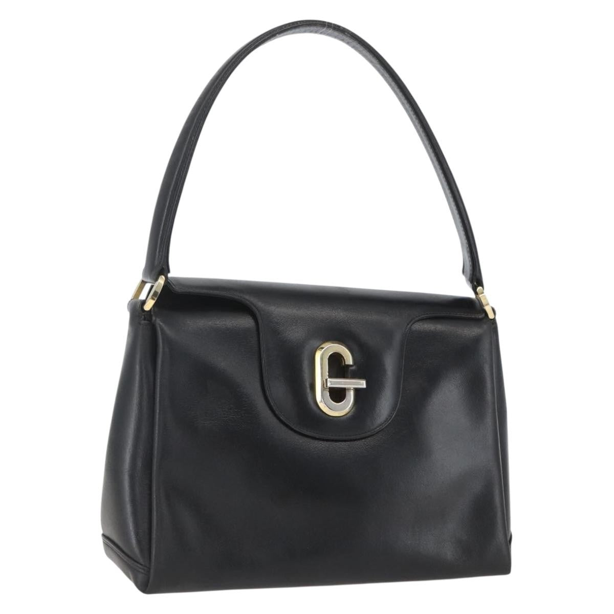 Gucci Vintage Leather Black Leather Handbag (Pre-Owned)