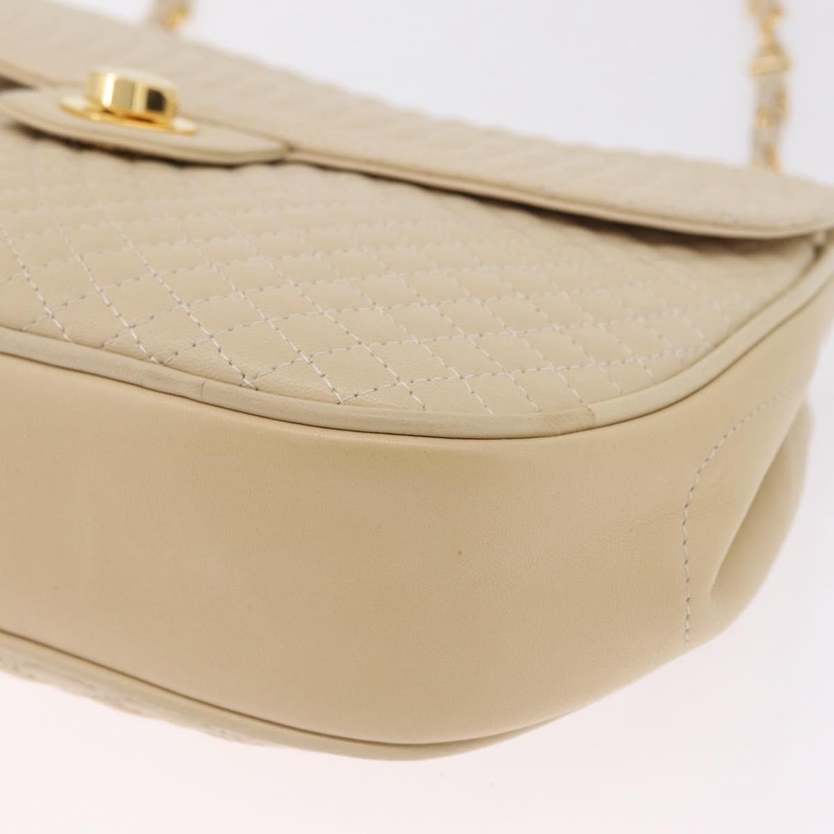 Bally Vintage Chain Quilted Leather Neutral Leather Shoulder Bag Bag (Pre-Owned)