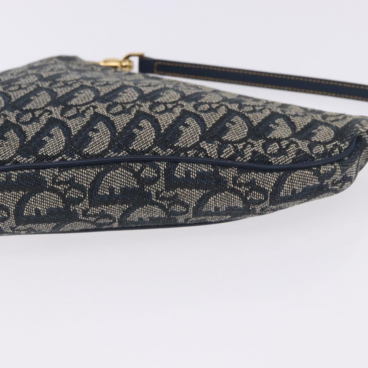Christian Dior Vintage Saddle Bag Canvas Navy Canvas Clutche & Pouche Bag (Pre-Owned)