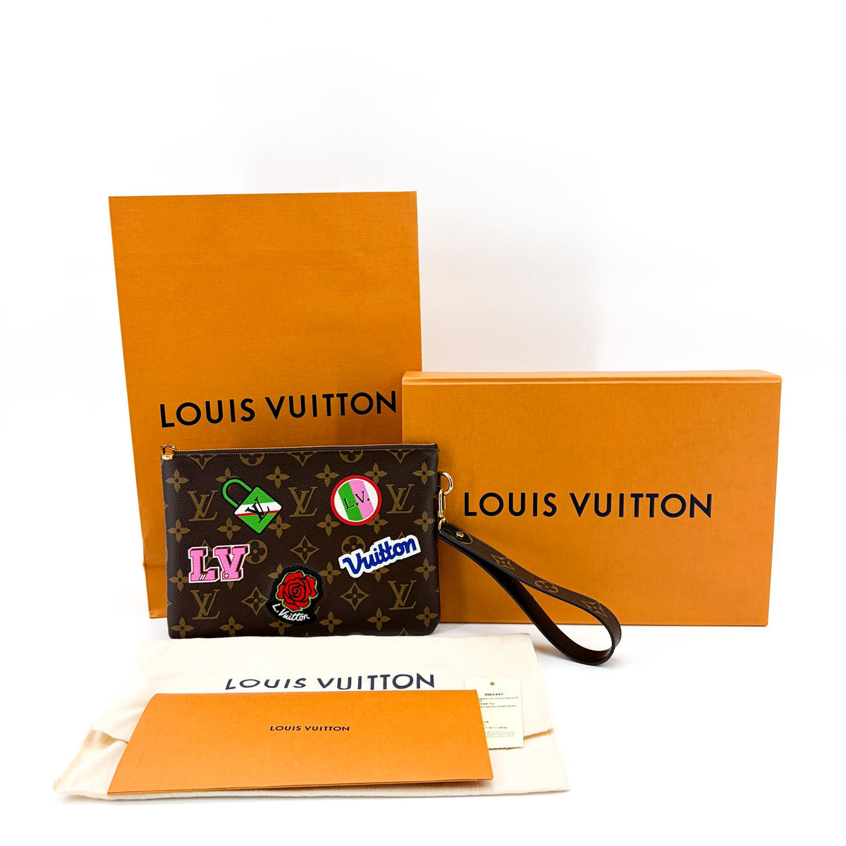Louis Vuitton City Pouch Limited Edition Patches Monogram Canvas Brown Canvas Clutche & Pouche Bag (Pre-Owned)