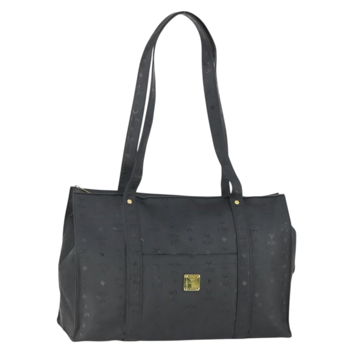 MCM Vintage Visetos Canvas Black Canvas Tote Bag Bag (Pre-Owned)