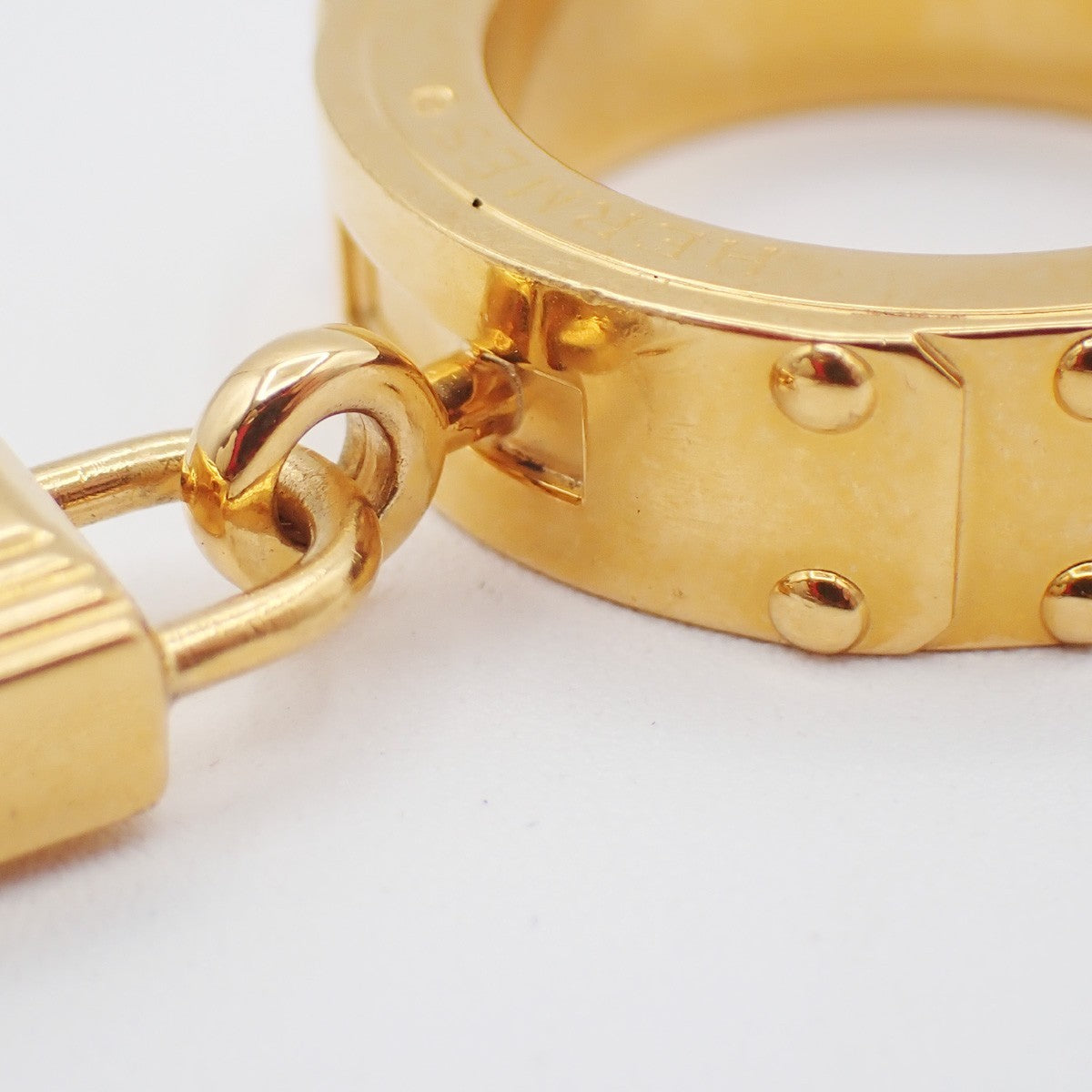 Hermes Kelly Gavroche Gold Plated And Leather Gold Gold_Plated Ring Jewelry (Pre-Owned)