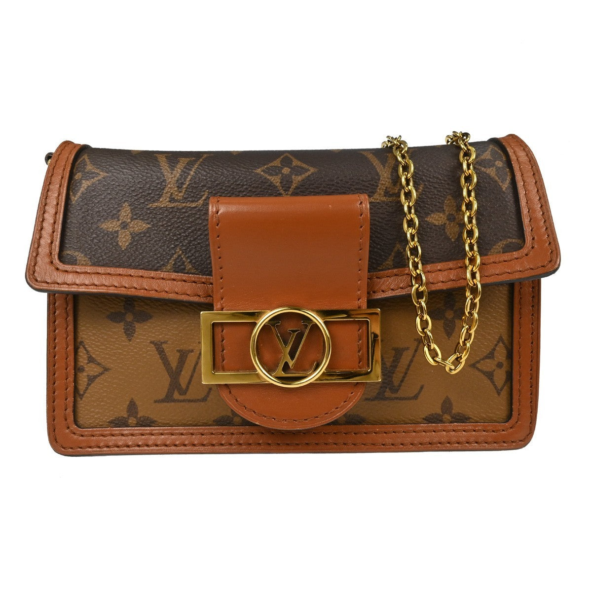 Louis Vuitton Dauphine Chain Reverse Monogram Canvas Brown Canvas Shoulder Bag Bag (Pre-Owned)