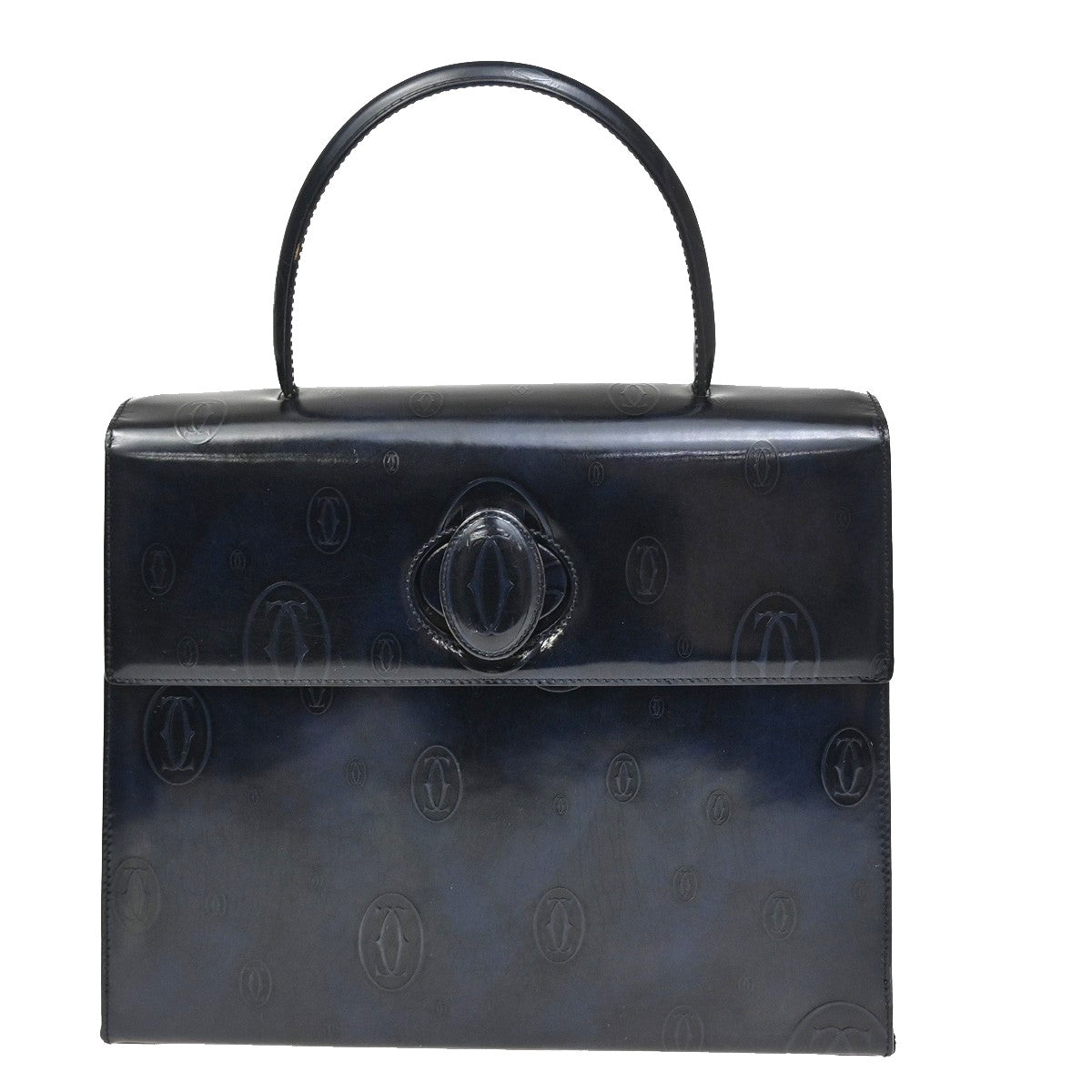 Cartier Happy Birthday Patent Leather Navy Patent_Leather Handbag (Pre-Owned)