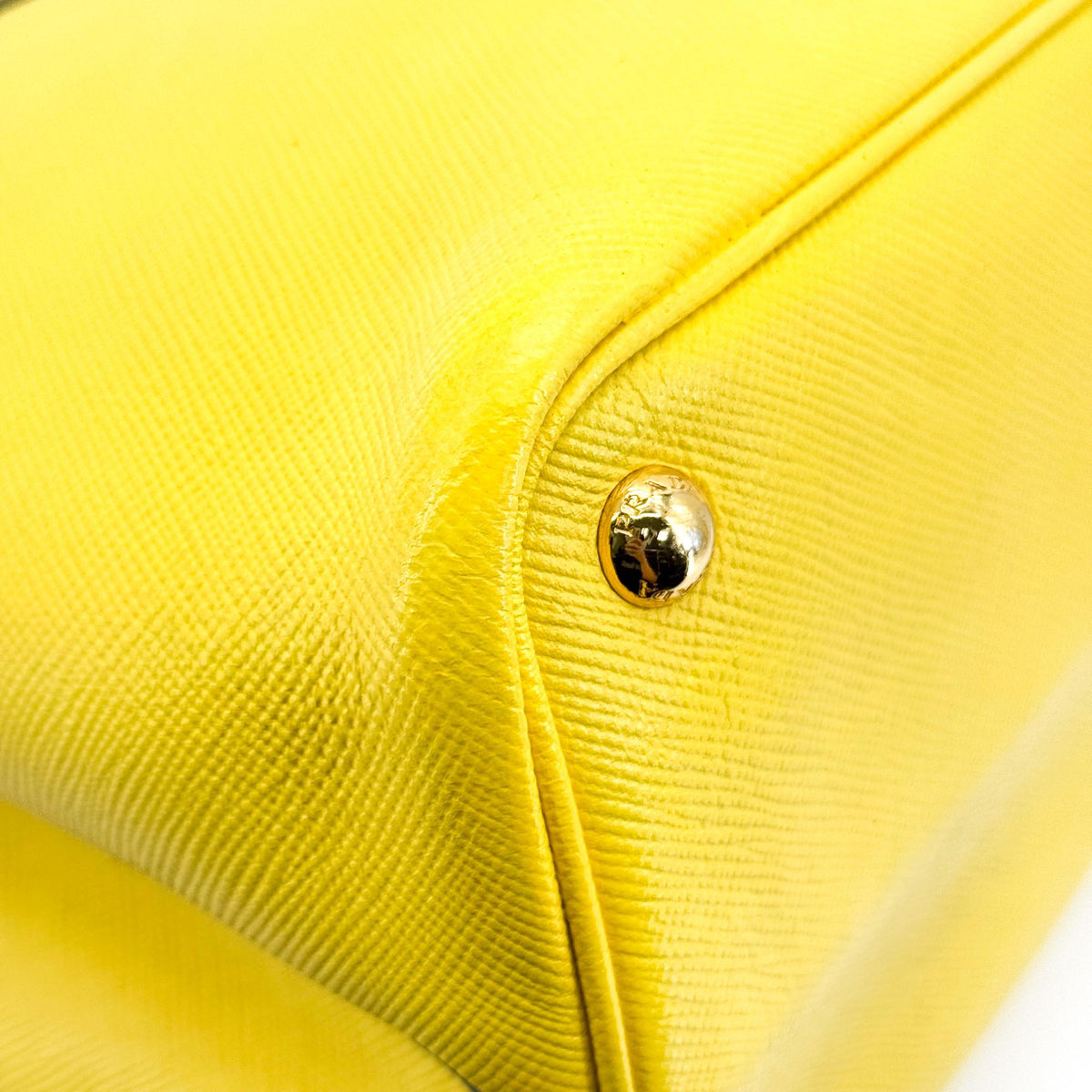 Prada Cuir Double Saffiano Leather Yellow Leather Tote Bag Bag (Pre-Owned)