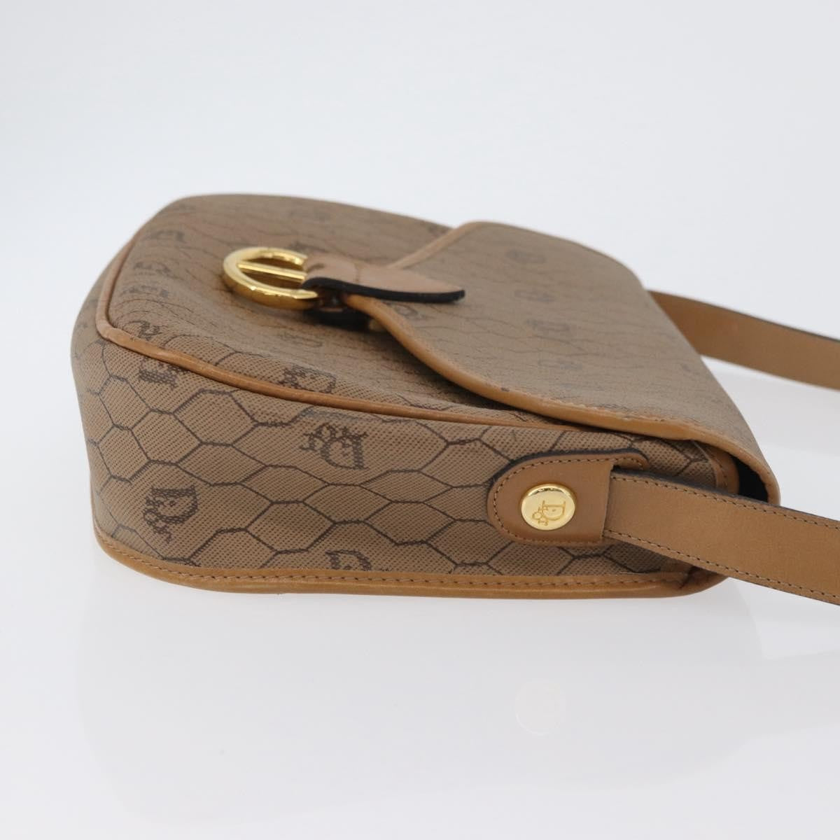 Christian Dior Vintage Honeycomb Canvas And Leather Beige Canvas Shoulder Bag Bag (Pre-Owned)