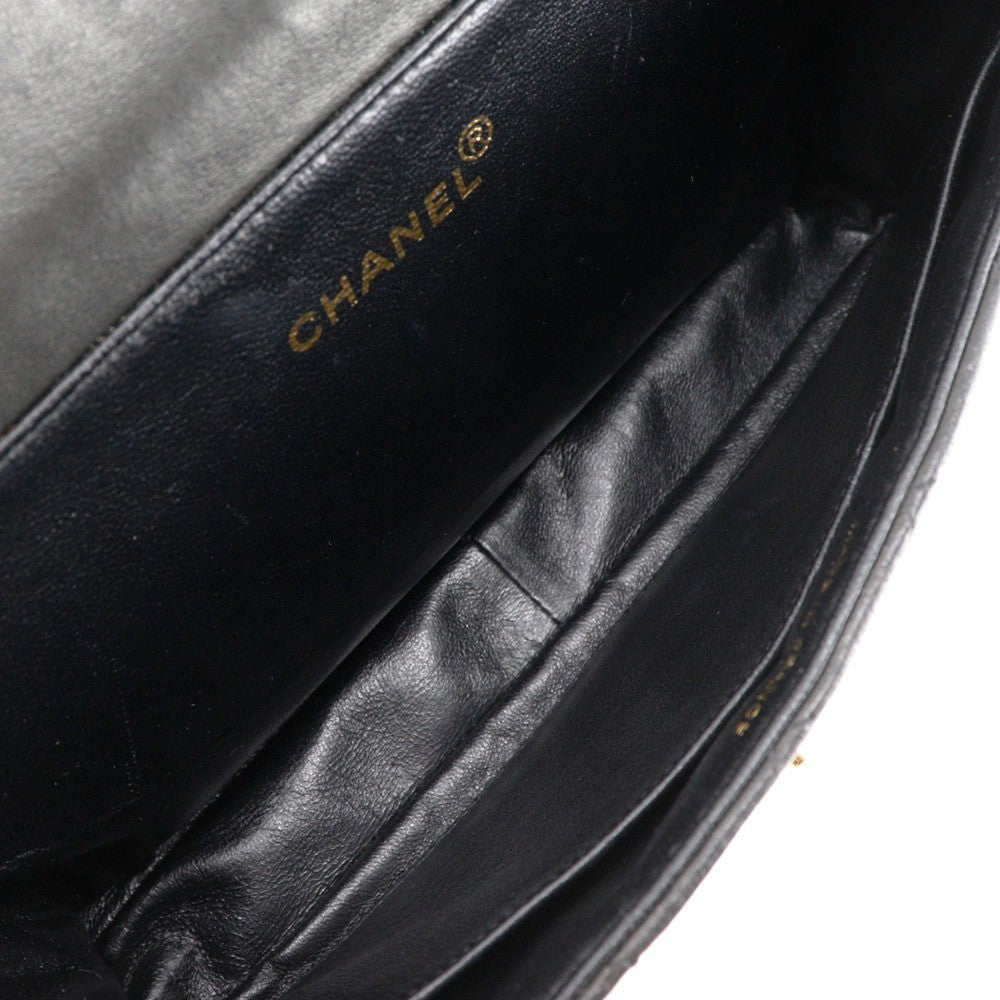 Chanel Vintage Double Sided Quilted Lambskin Black Leather Shoulder Bag Bag (Pre-Owned)